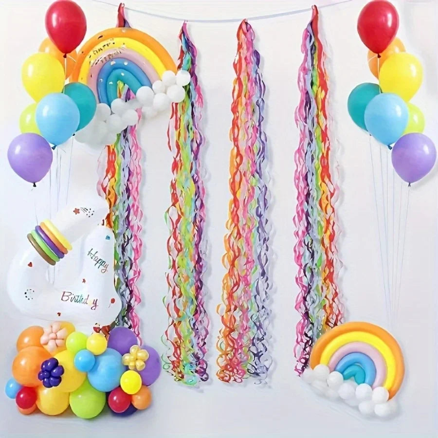 10 Pack Rainbow Spiral Tassel Hanging Streamers | Party Decor