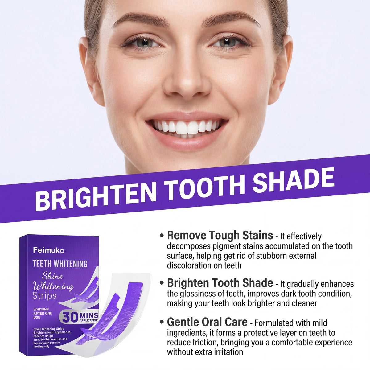 Purple Teeth Whitening Strips – 30-Min Brightening Oral Care