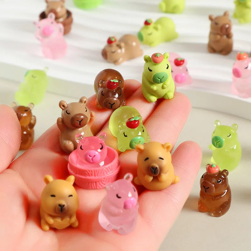 Luminous Capybara Mini Resin Animals Figurines Desktop Tabletop