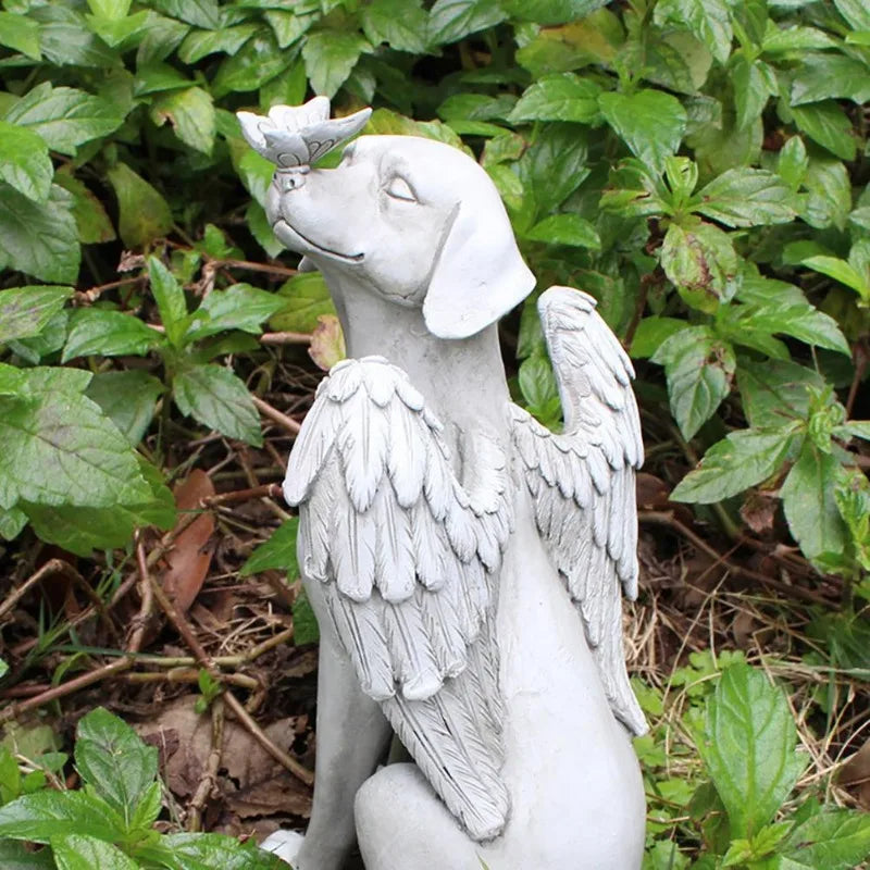 Resin Angel Dog & Cat Memorial Statue | Garden Sculpture