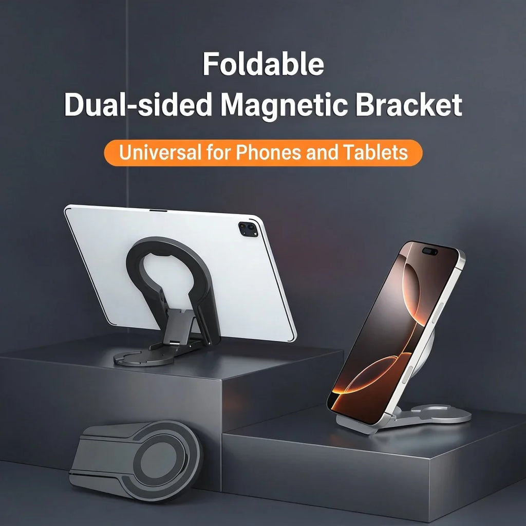 Foldable Dual Magnetic Phone Stand 360° Ring Holder for iPhone