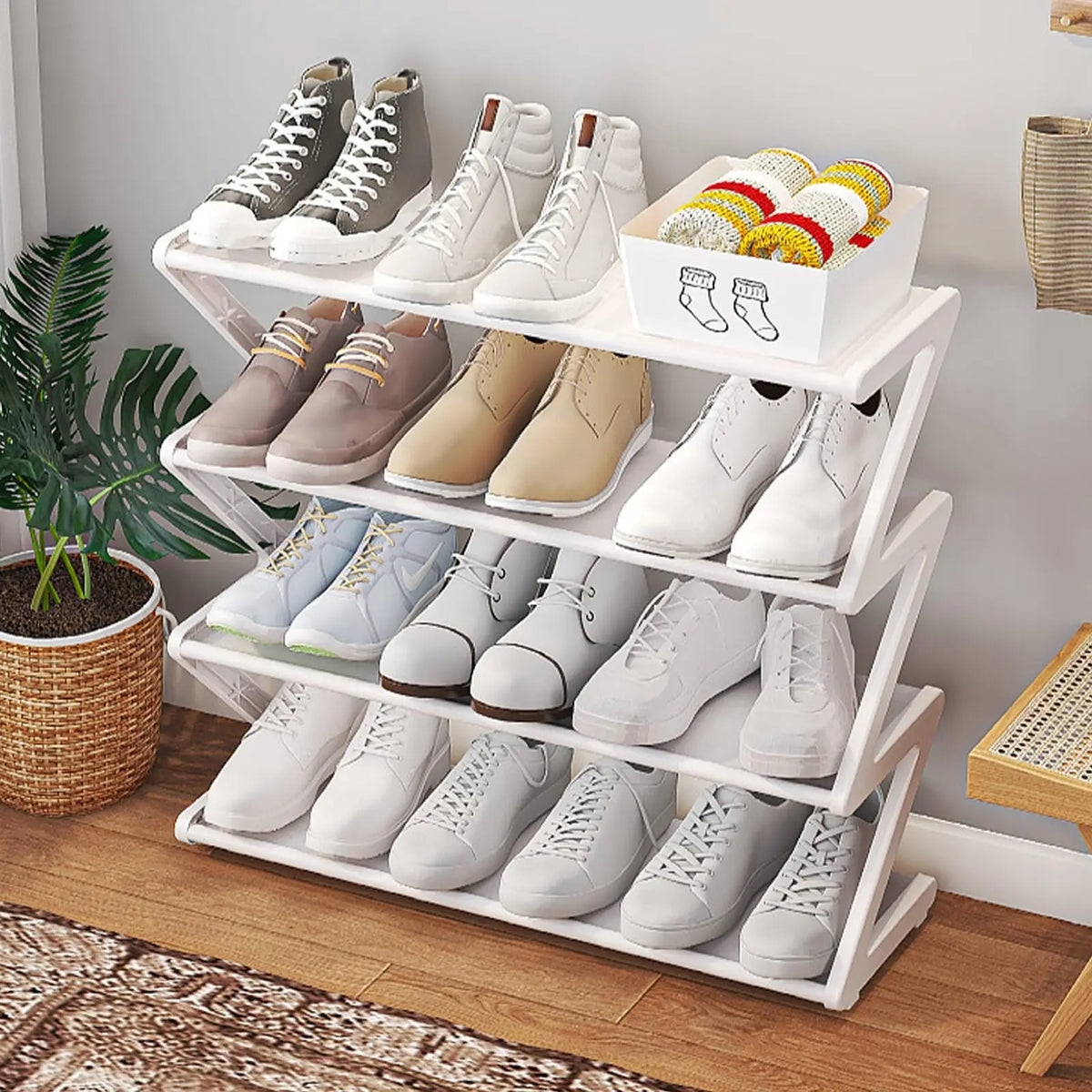 4-tier Stainless Steel Shoe Rack That Saves Space Suitable Wardrobes