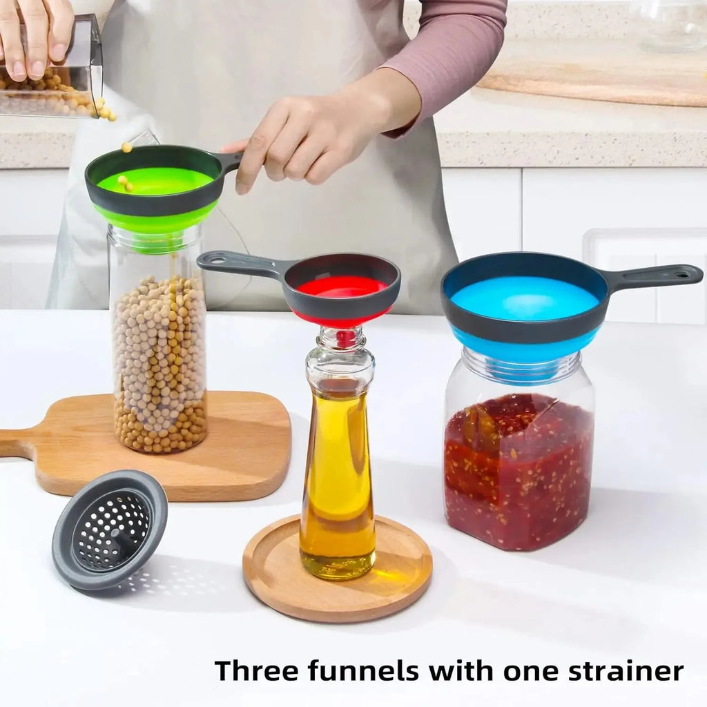 Large Small Funnel 3 Silicone Collapsible Wide Mouth Canning Mason