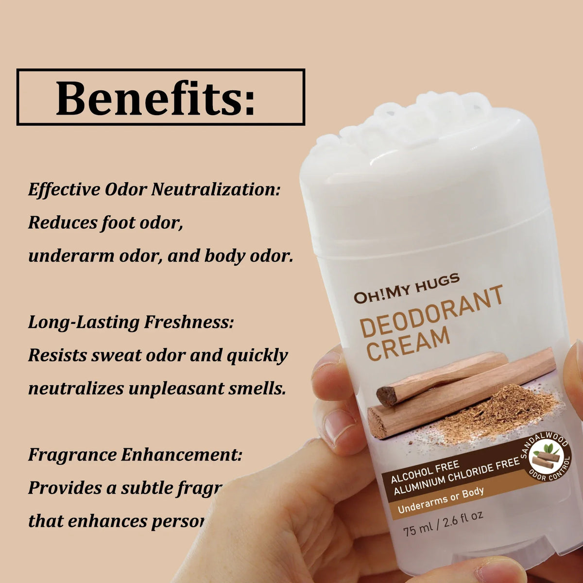 YURHERSU Sandalwood Deodorizing Cream – All-Day Fresh, 75ml