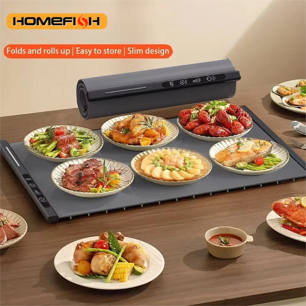 HOMEFISH Electric Food Warming Tray | 3 Temp Settings, Foldable