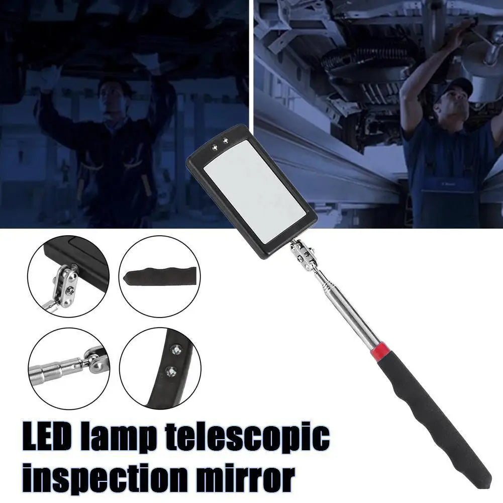 Telescoping LED Inspection Mirror – 360° Swivel & Extendable