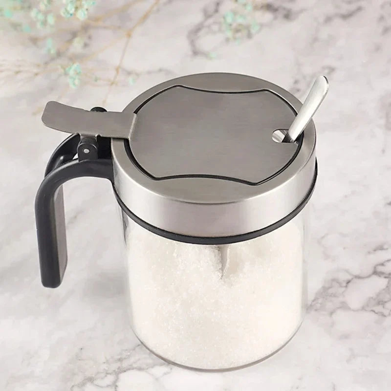 Glass Spice Jar with Stainless Steel Lid & Spoon | KEMORELA