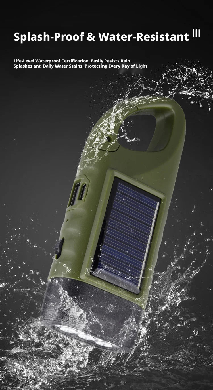 ESMARTER Solar Hand Crank LED Flashlight | Emergency Camping Torch