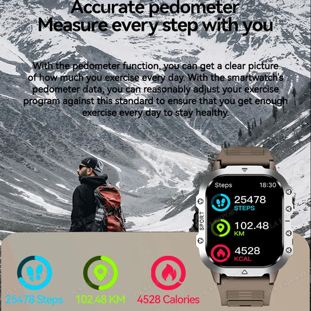 Outdoor Sports Smart Watch 2.01" HD Bluetooth Calling & LED