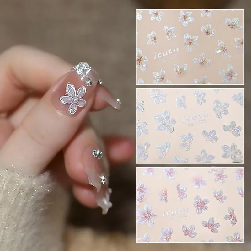 5-Petal Flower Nail Stickers – Floral DIY Nail Art Decals