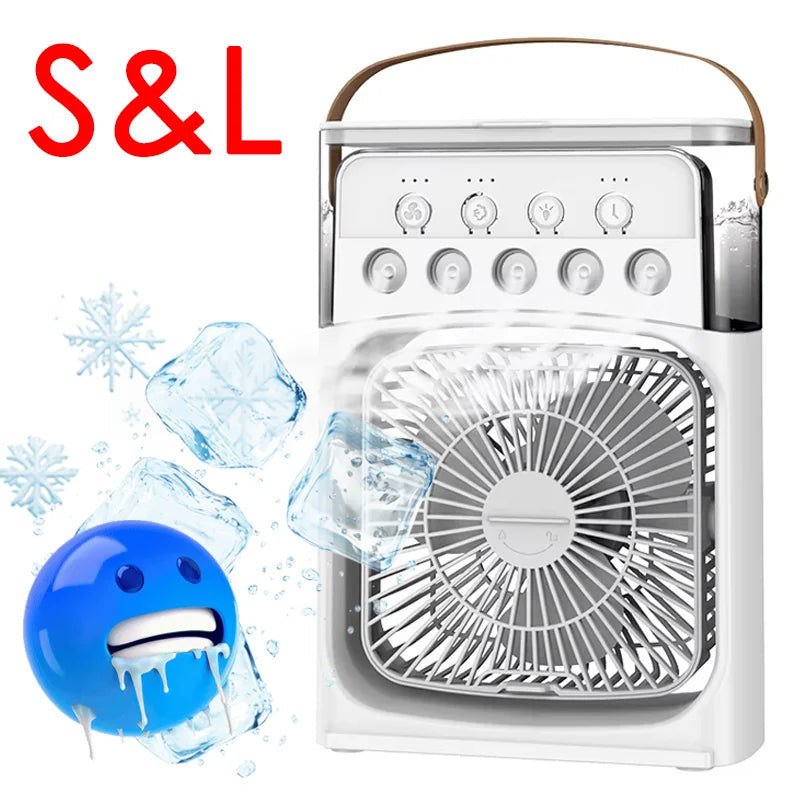 Portable 3-in-1 Mini Fan USB Desk Cooler Humidifier LED Light