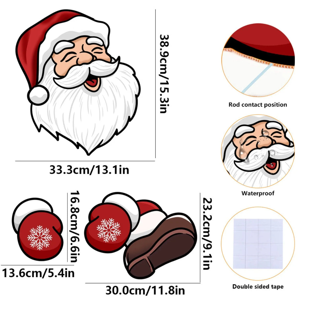 Santa Claus Fence Peeks Christmas Outdoor Decoration Set