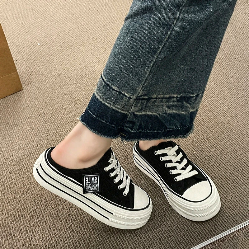 MCDV Women's Canvas Platform Sneakers | Lace-Up Summer Shoes