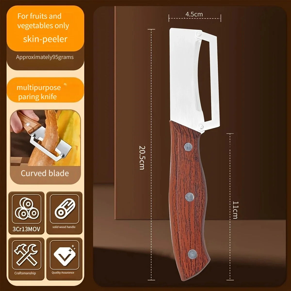 Horizontal Paring Knife – Fruit & Sugar Cane Peeler Scraper