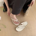 Women's Low Heel Metal Toe Slide Sandals | Summer Beach Shoes