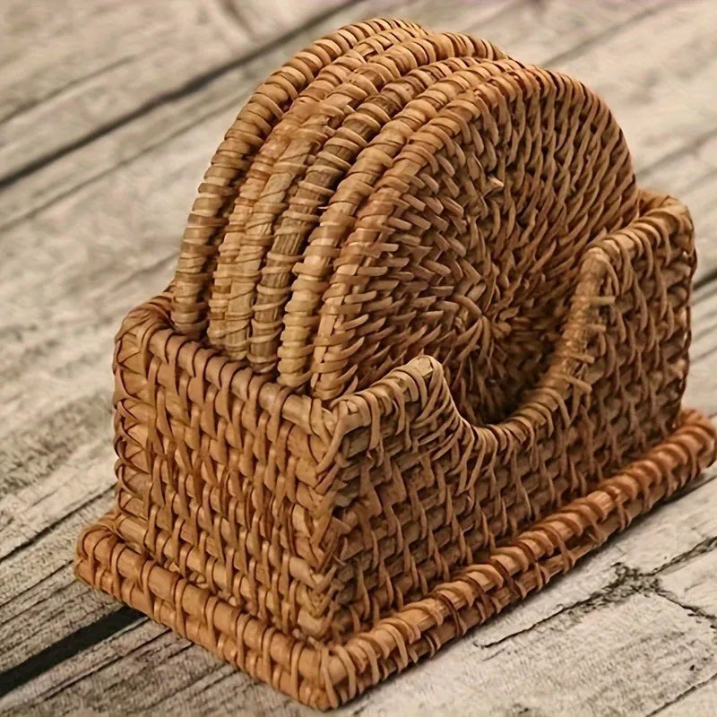 1 Handcrafted Rattan Coaster Autumn Vine Design Heat-resistant Pot