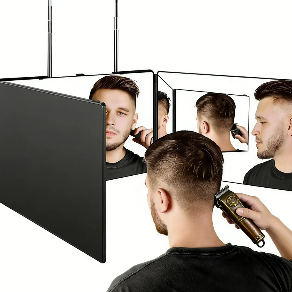 360° Trifold Vanity Makeup Mirror – Travel Telescoping Hook
