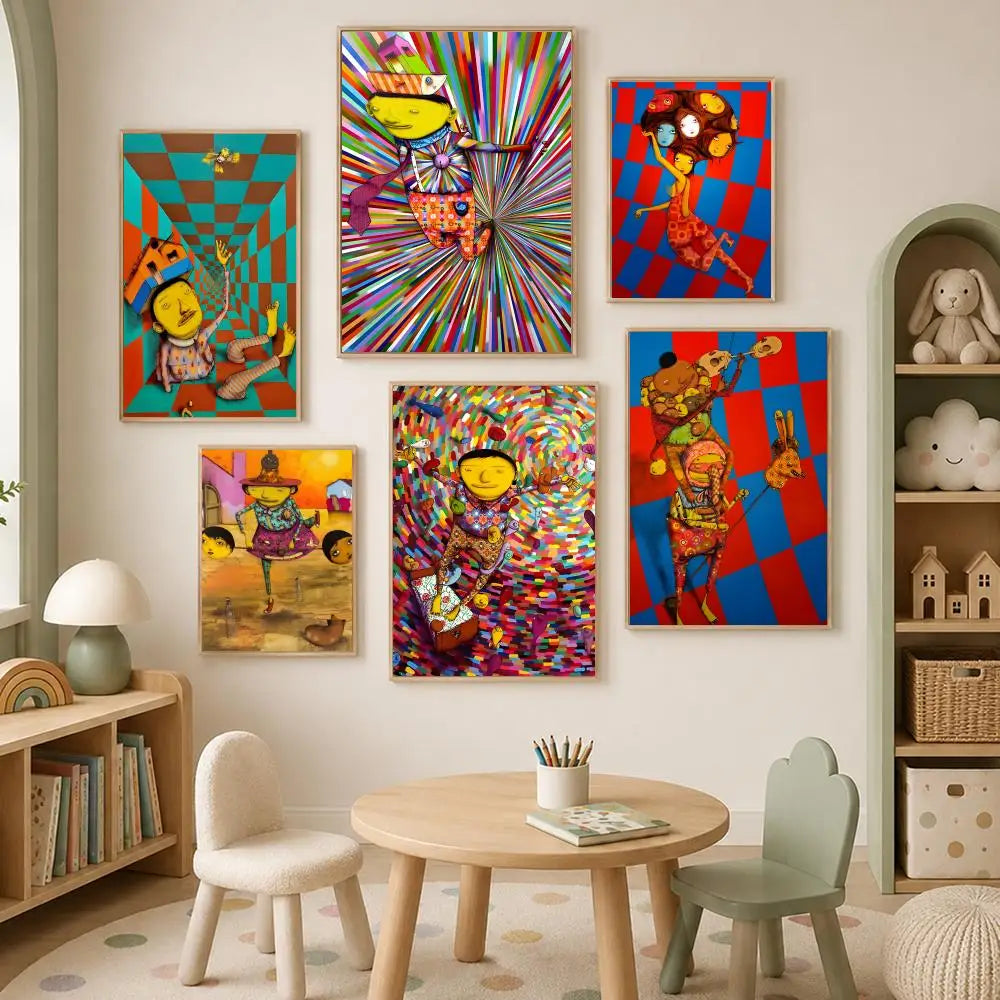 Os Gemeos Self-Stick HD PVC Wall Art Poster | Waterproof Decor