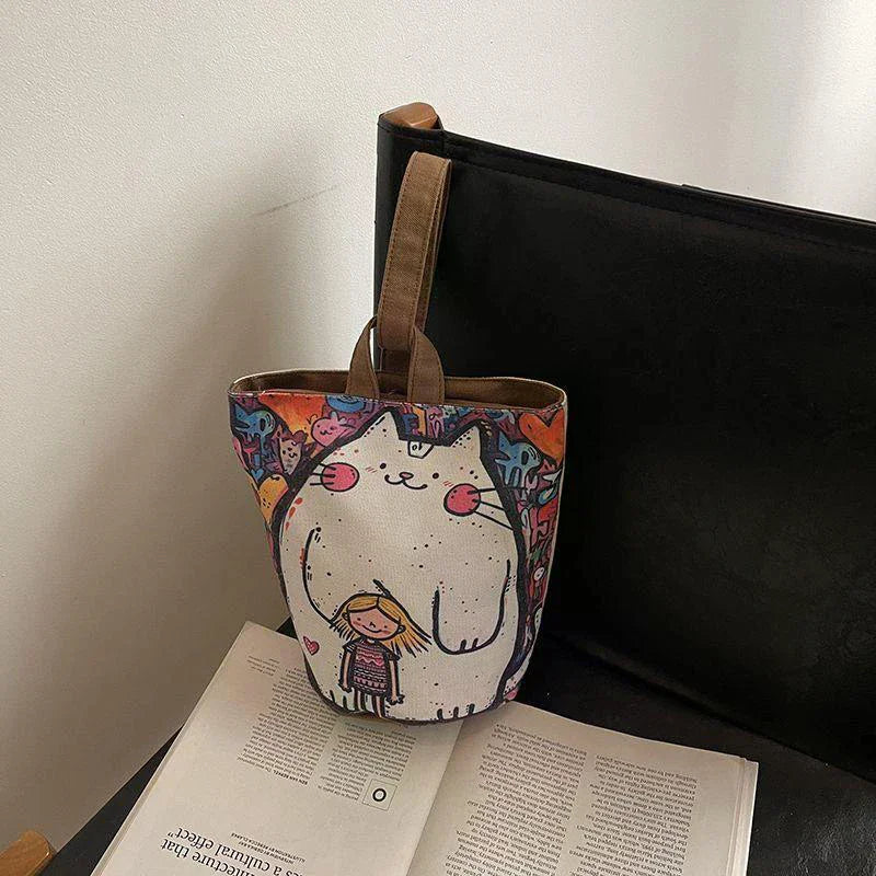 JETTING Canvas Bucket Bag – Cute Women's Casual Handbag
