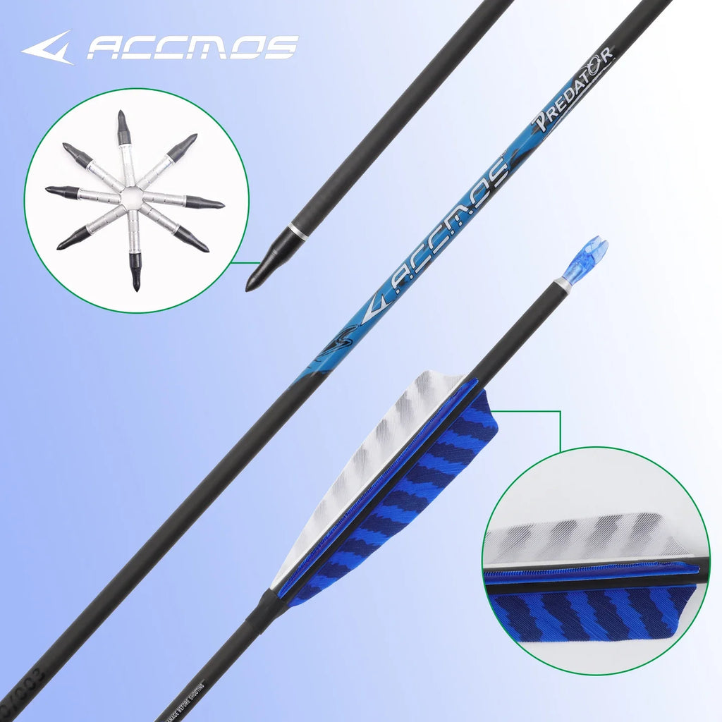 6 Archery Pure Carbon ID6 Spine 250-800 Feather Recurve Compound Bow