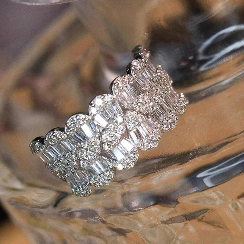 Huitan Cubic Zirconia Women's Wedding Band Ring | Sizes 5–14