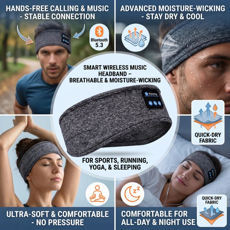 Removable Music Sleep Eye Mask Bluetooth Headband Sports Yoga Running