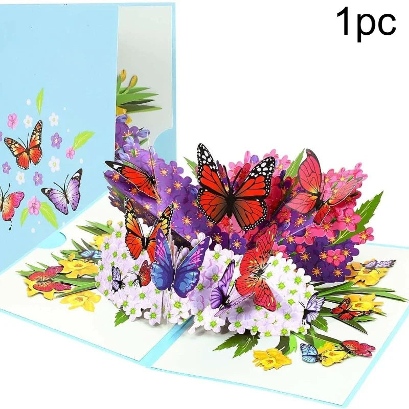 3D Pop-Up Greeting Card – Butterflies & Flowers | All Occasions