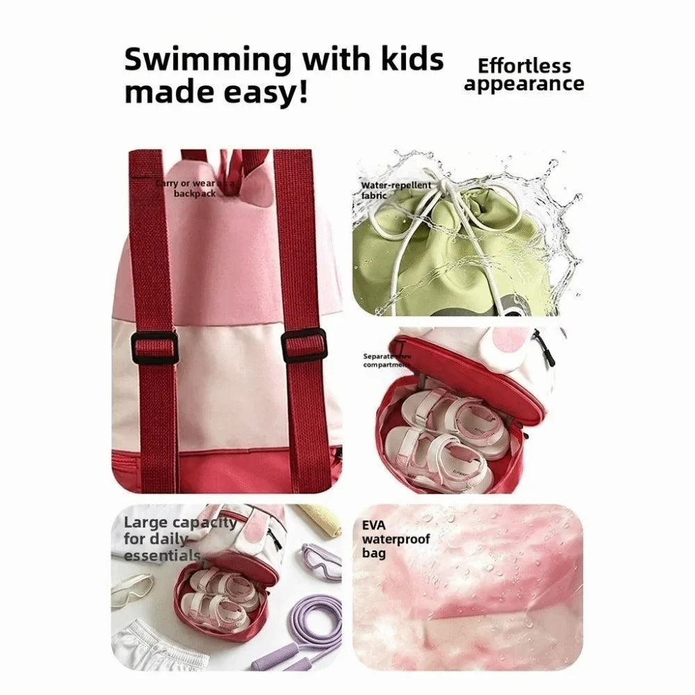 Kids Waterproof Swimming Backpack – Dry Wet Separation Beach Bag
