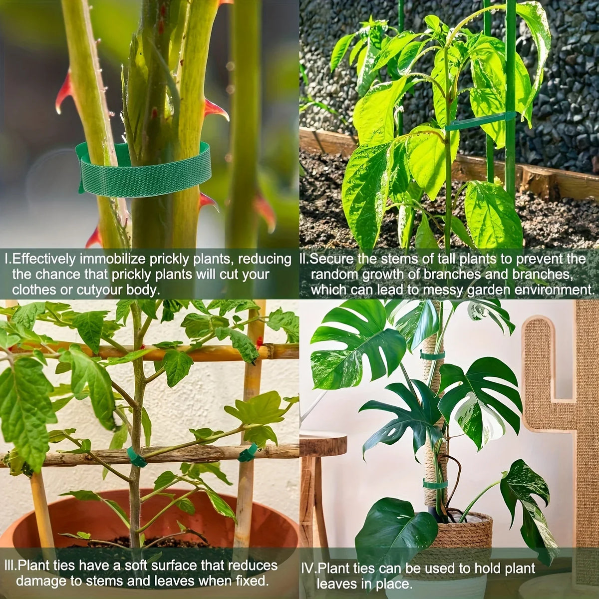 Reusable 6-Inch Adjustable Non-slip Nylon Plant Ties Hook Loop