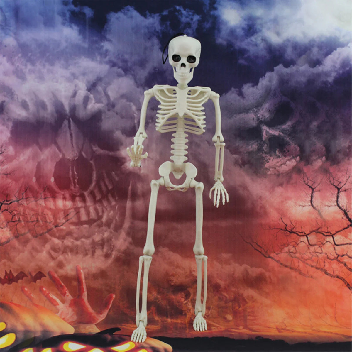 40cm Posable Halloween Skeleton Decor with Movable Joints