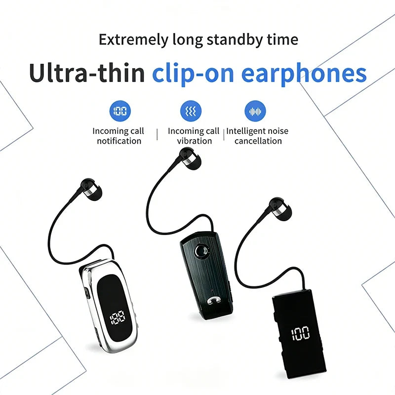K Series Wireless Clip-On Bluetooth Headphones | LED Display