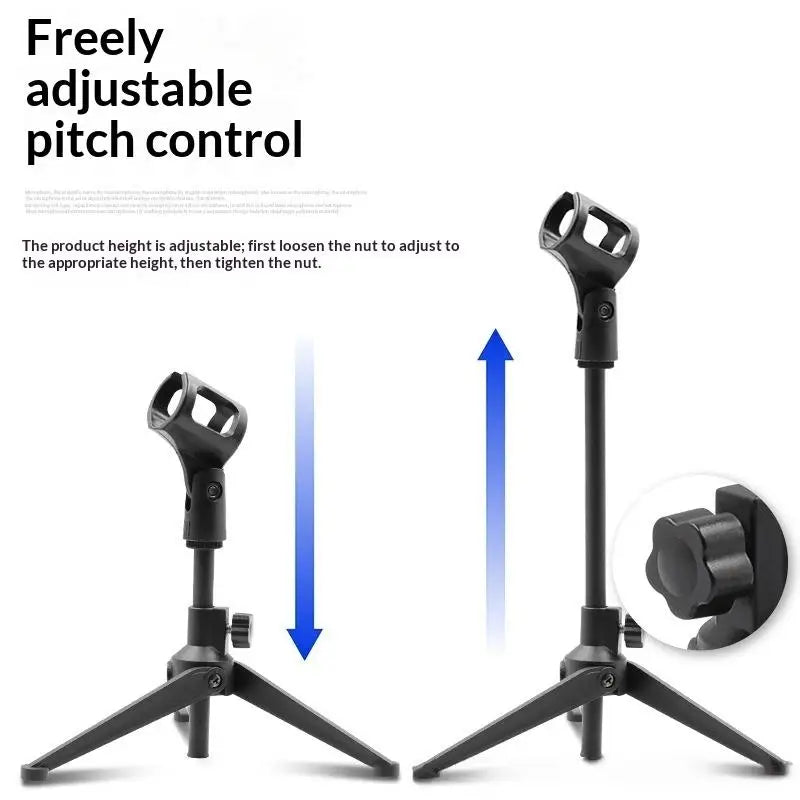 Adjustable Desktop Microphone Tripod Stand – Portable Clip Holder