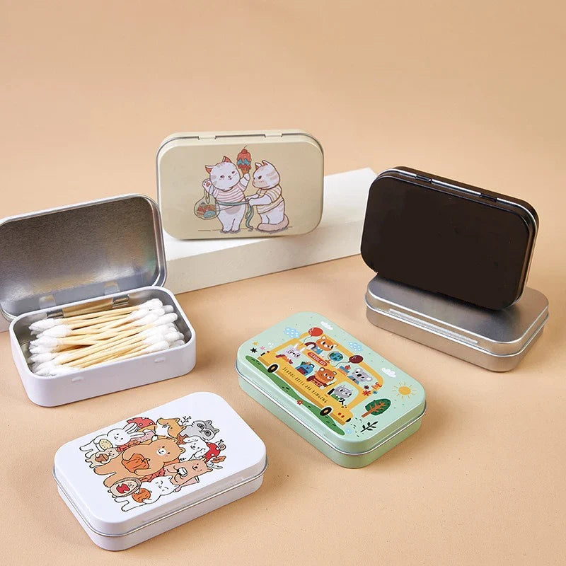 Cartoon Cat Jewelry Tin Case Sealed Jar Packing Boxes Hairpin Candy