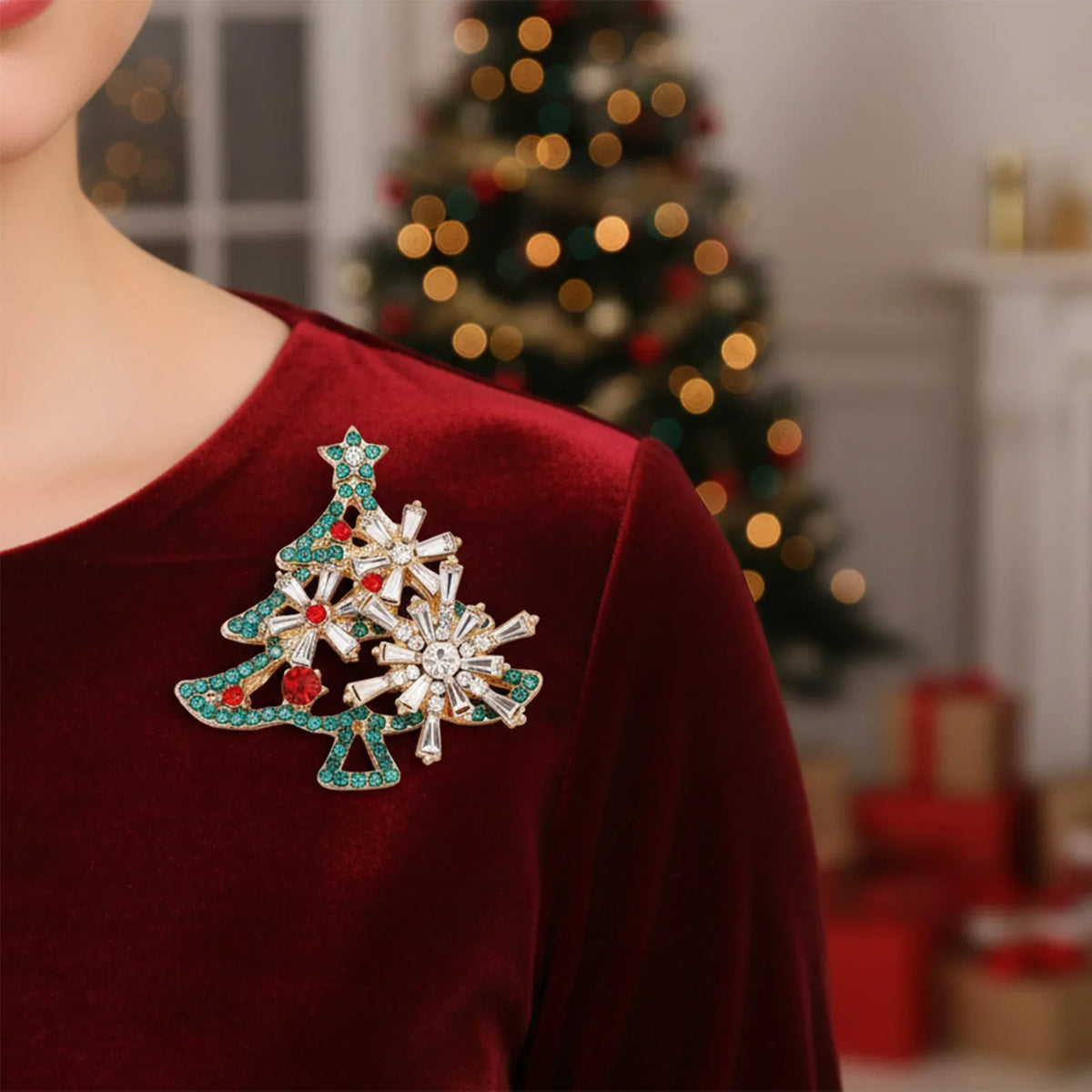 Santa Claus Christmas Tree Brooch | Vintage Alloy Pin Badge