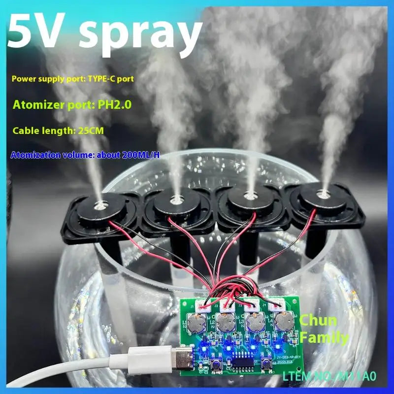 USB-C Mini Humidifier DIY Kit – 4-Spray Mist Maker & Atomizer