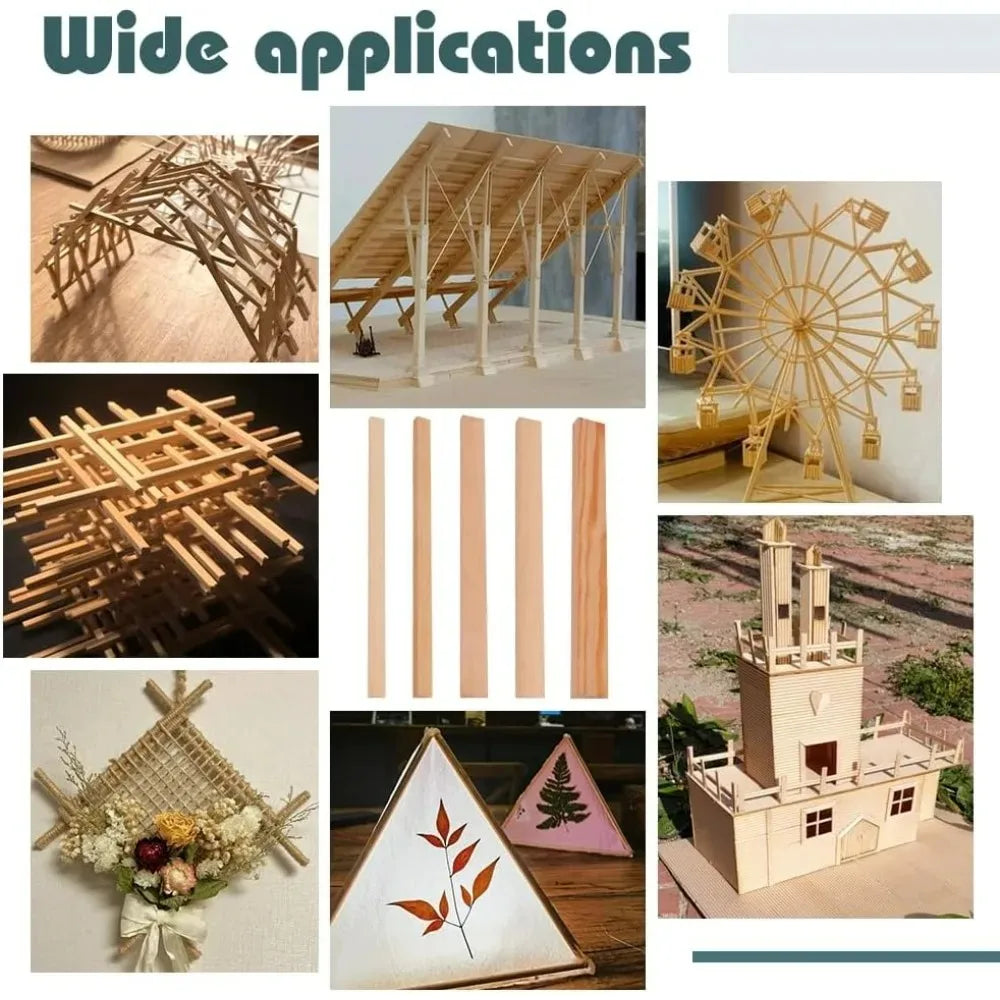 34 Pcs Unfinished Triangle Wood Dowel Rods – 5 Sizes, 7.9 In