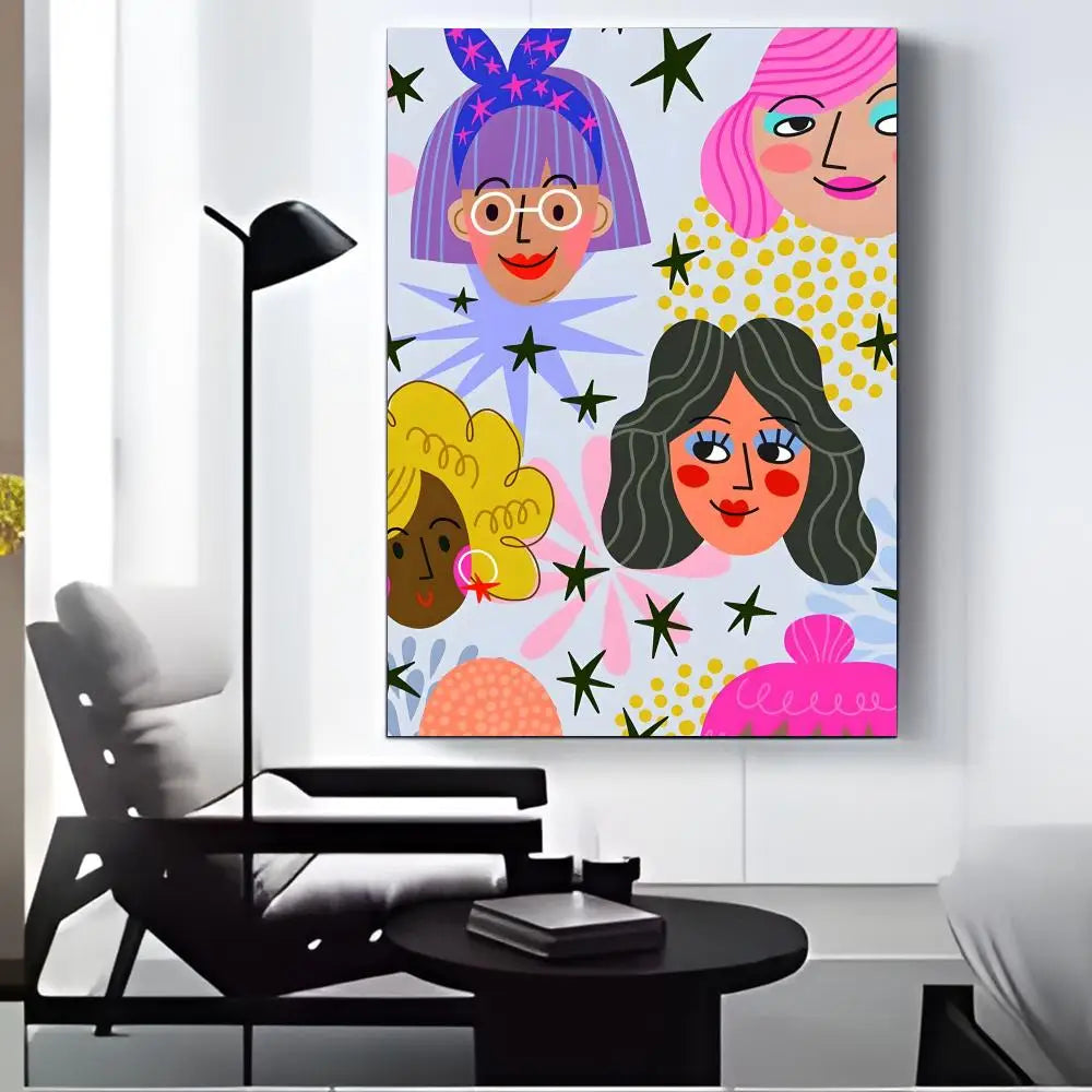 Boho Girl Power Vase Flower Canvas Wall Art – HD Print Poster