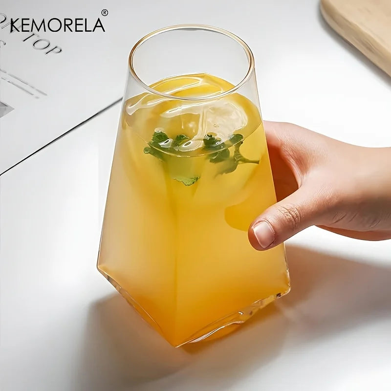 KEMORELA 500ml Geometric Crystal Highball Glasses – 1 or 2 Pack