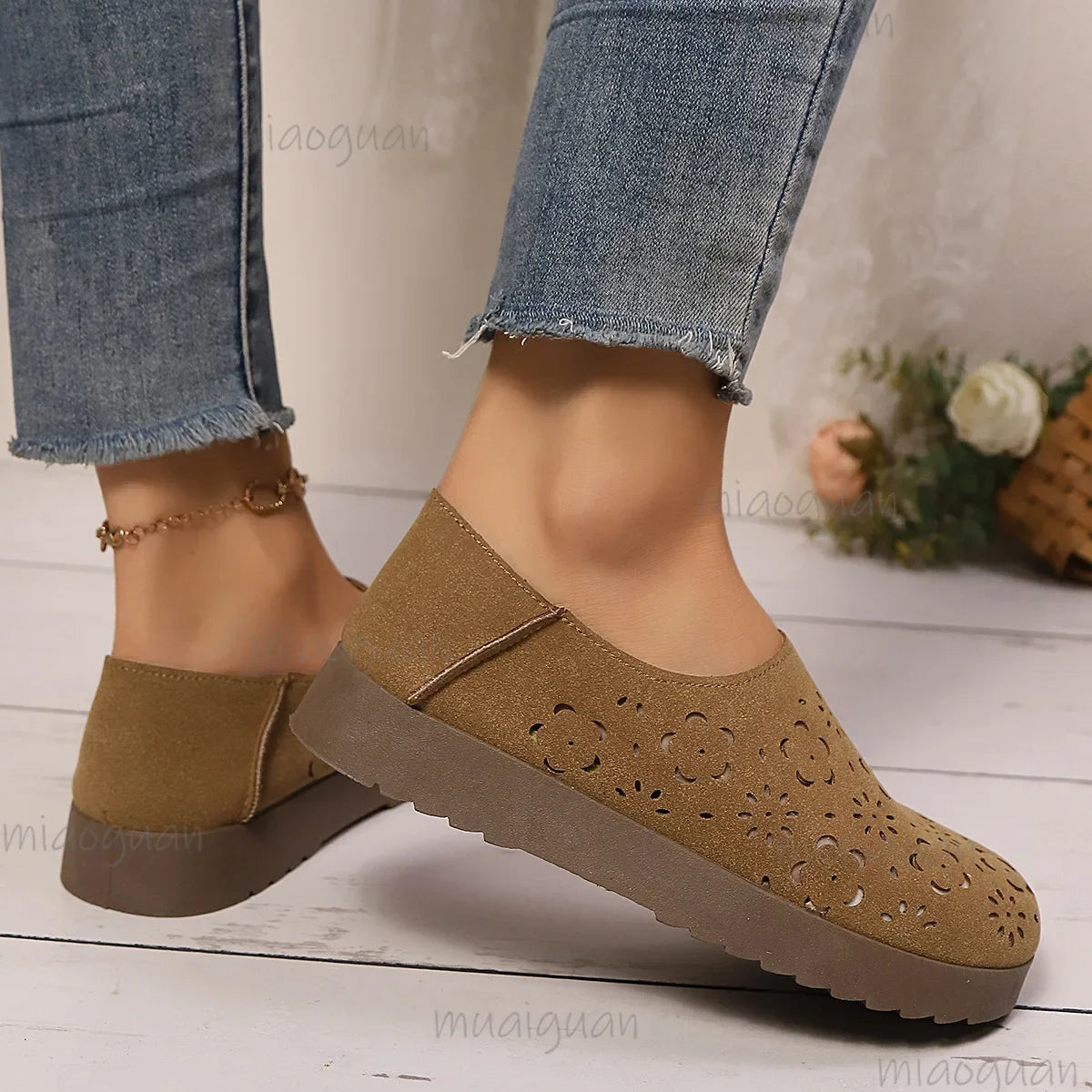 Women's Hollow Breathable Slip-On Flat Sneakers | Casual Summer