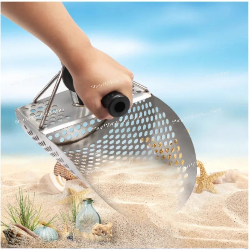 Stainless Steel Beach Sand Scoop with Handle | Metal Detecting