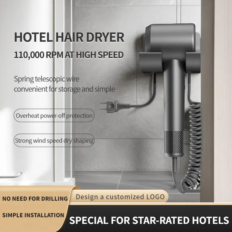 HOMEFISH 1600W Negative Ion Hair Dryer | Wall-Mount Salon Blowout