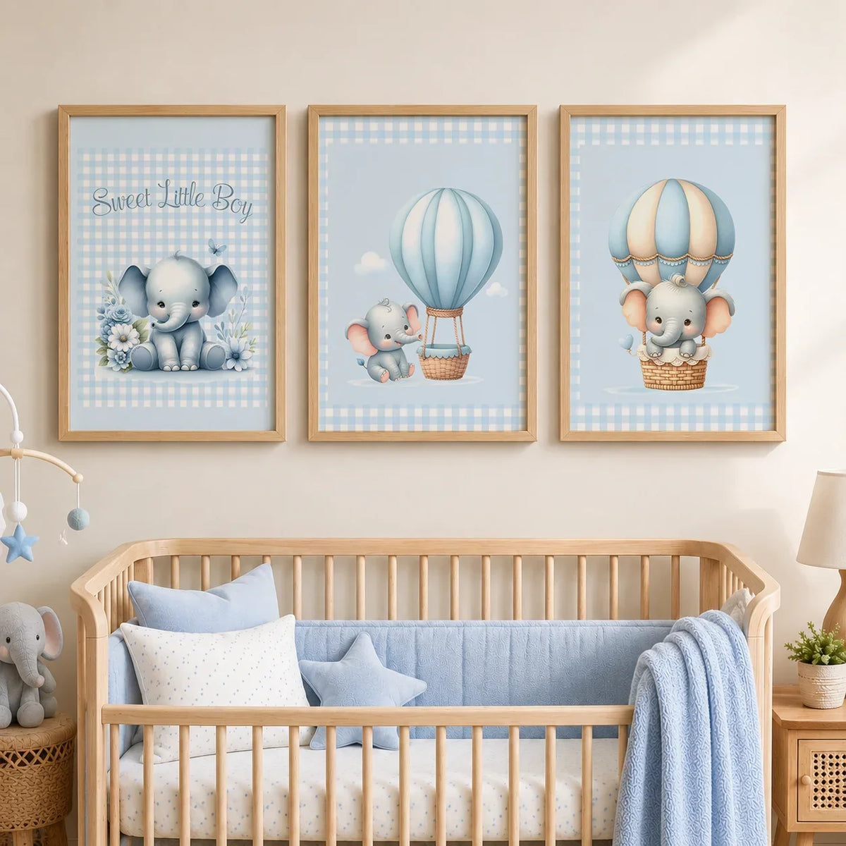 Elephant Hot Air Balloon Nursery Canvas Wall Art | Kids Decor