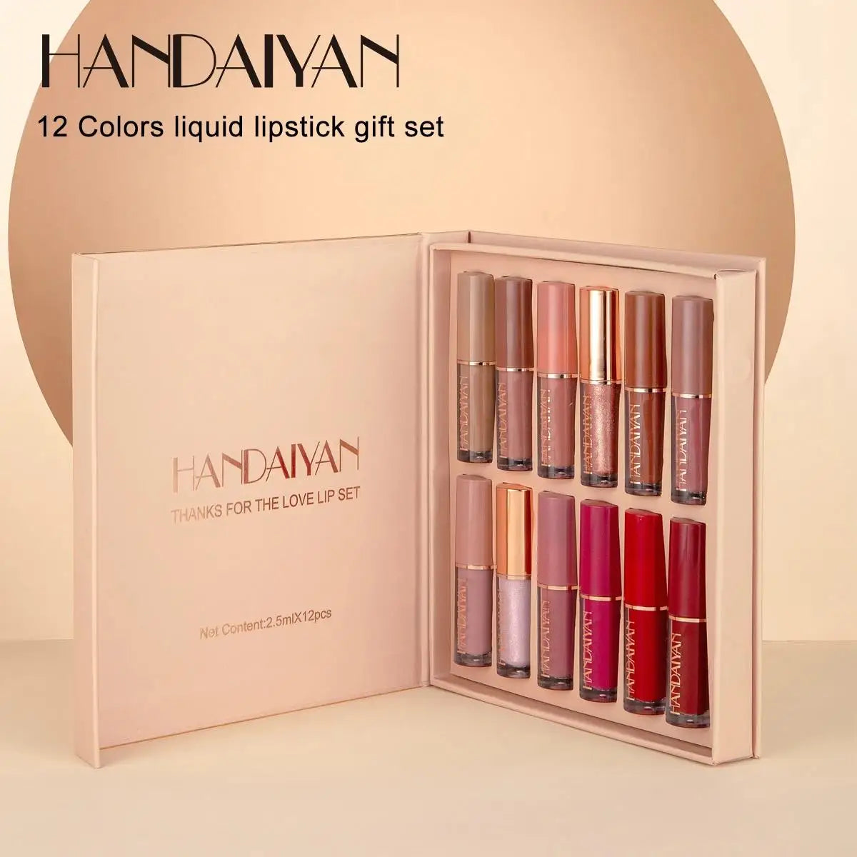 Handaiyan 12-Color Matte Liquid Lipstick Set – Waterproof