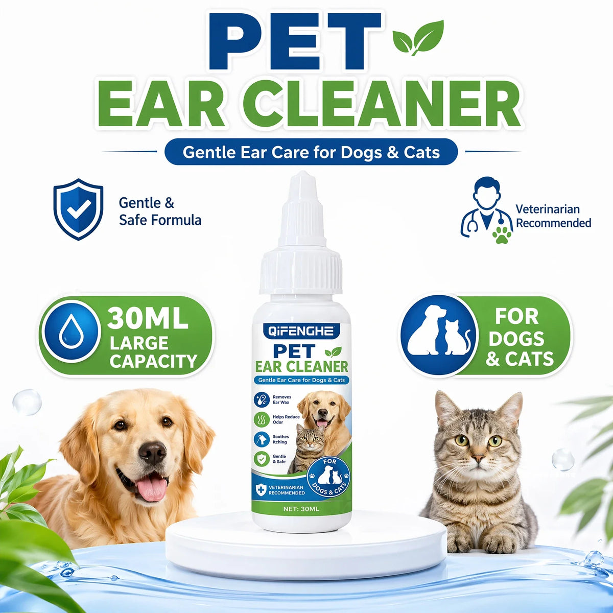 Pet Ear Cleaning Solution 30ml | Dogs & Cats Daily Ear Care