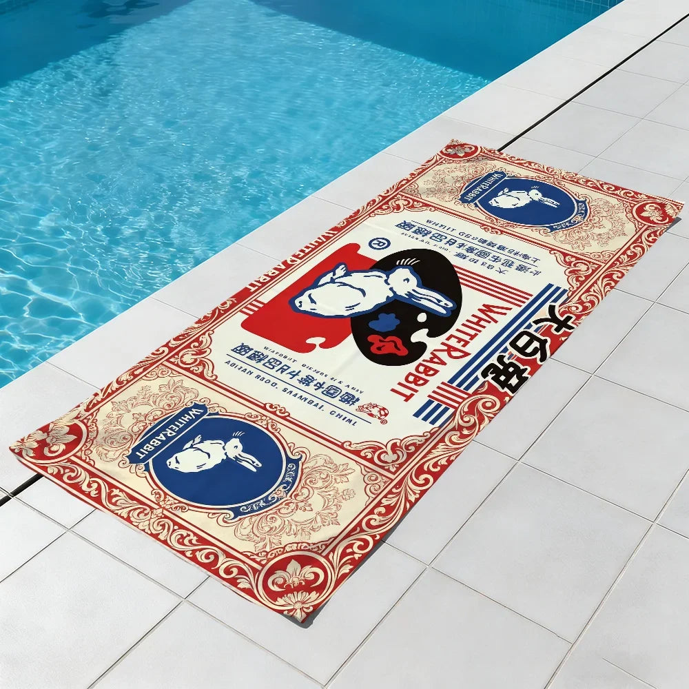 Cute Rabbit Quick-Dry Beach Towel | Soft Microfiber Pool Towel