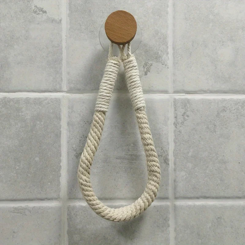 Retro Hemp Rope Toilet Paper Holder – Punchless Wall Mount