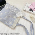 Lace Trim Polyester Tote Shoulder Bag | Foldable Travel Handbag