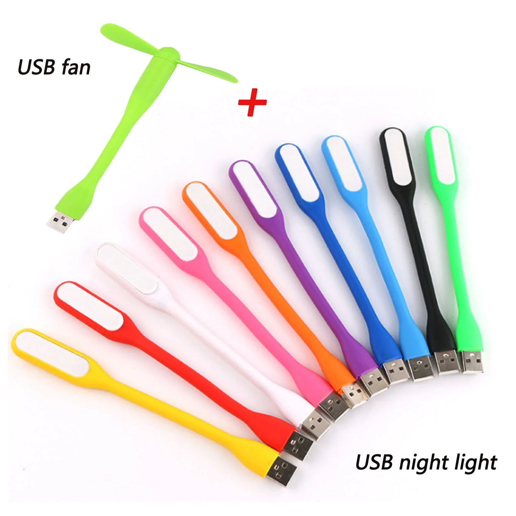 USB Mini Fan Flexible Portable Eye Protection Night Light LED
