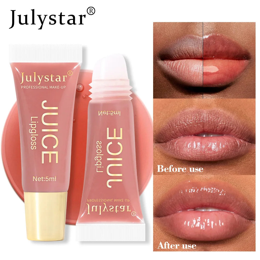 6-Color Fruit Flavor Mirror Lip Gloss Oil | Long-Lasting Shine