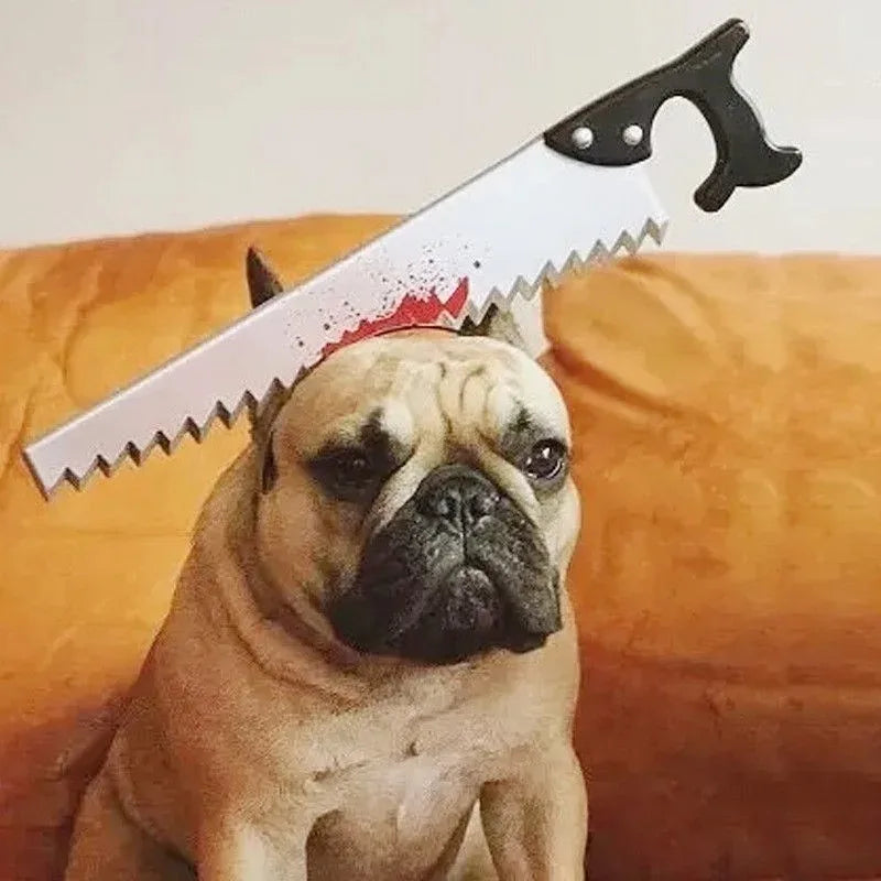 Pet Halloween Headwear – Funny Ax, Nail & Saw Costume Props